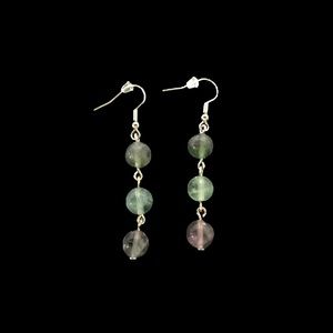 Handmade flourite stone dangle earrings